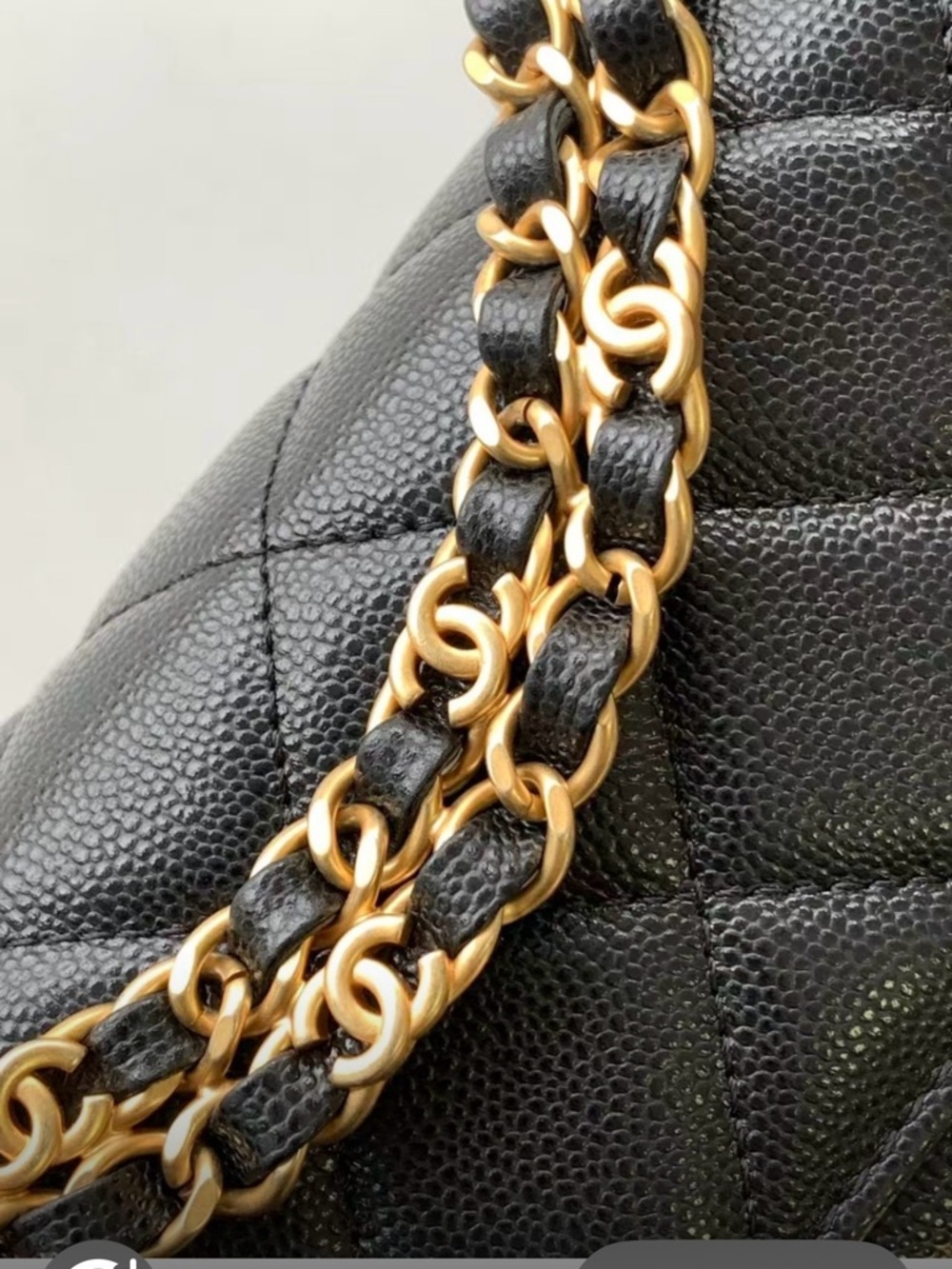 Black Quilted Leather Crossbody with Gold Chain - Picture 2 of 5